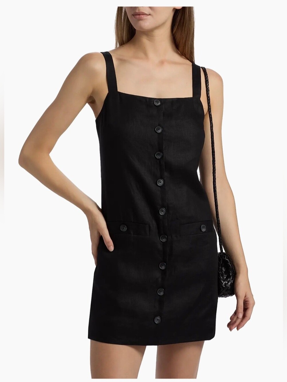 Veronica Beard Black Linen Midi Dress